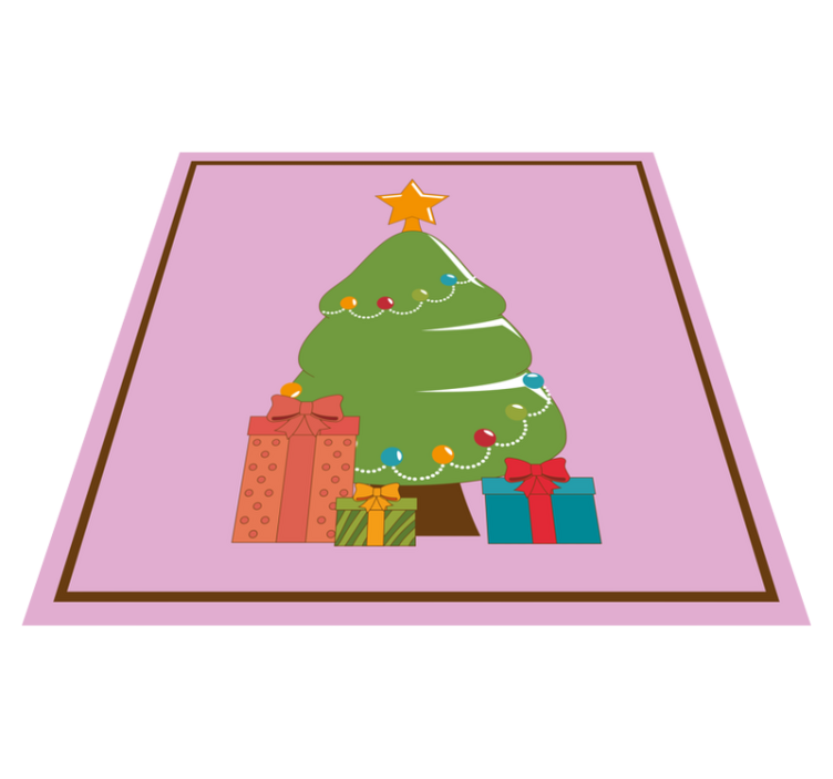 Illustration of a tree with gifts christmas vinyl rug - TenStickers