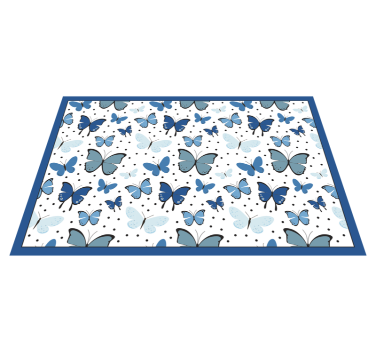 Blue butterfly pattern flower vinyl rug - TenStickers