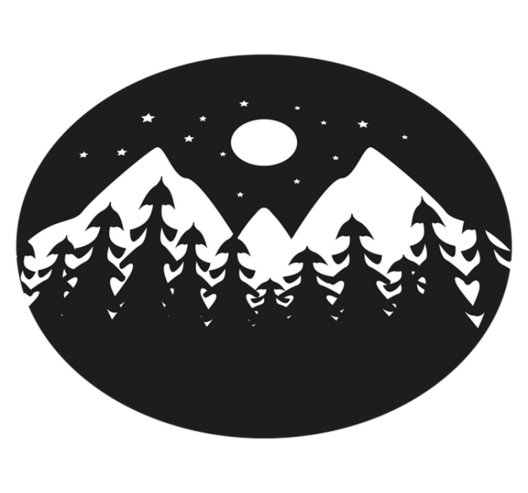 Mountains with pine trees modern rug - TenStickers