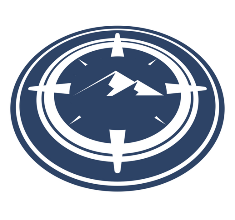 Round compass with mountains modern rug - TenStickers