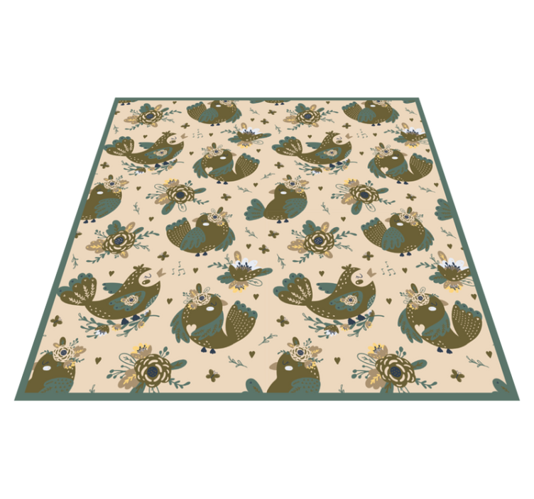 Whimsical Bird Patterns flower vinyl rug - TenStickers