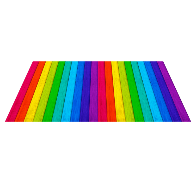 Rainbow Striped Layout wood vinyl rug - TenStickers
