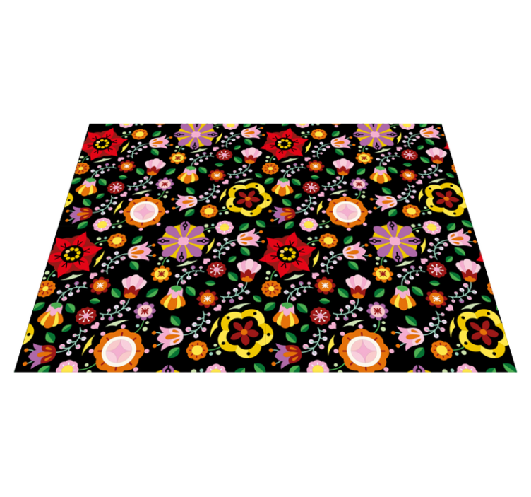 Bright Botanical Illustration flower vinyl rug - TenStickers