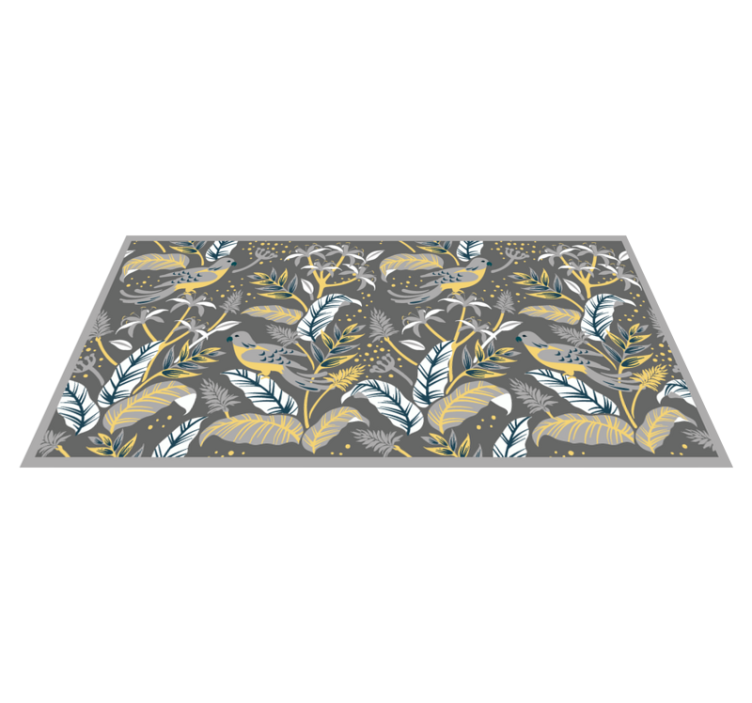 Tropical Greenery Print flower vinyl rug - TenStickers