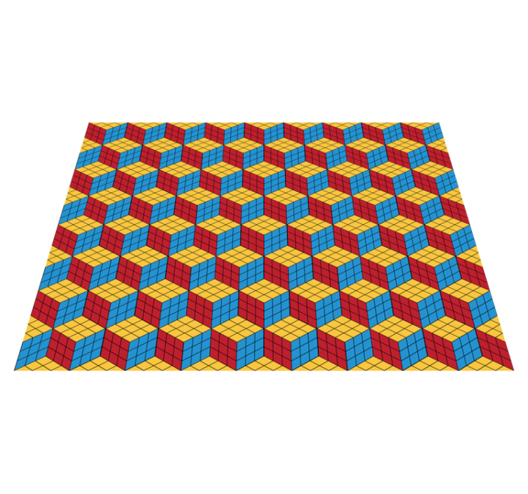 Cubic Puzzle Pattern gaming vinyl rug - TenStickers