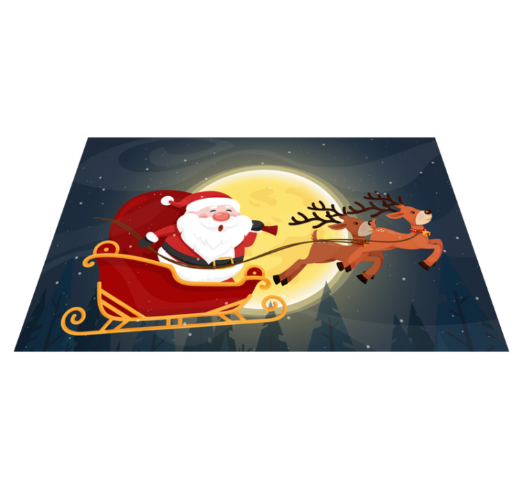 Santa Sleigh Ride christmas vinyl rug - TenStickers