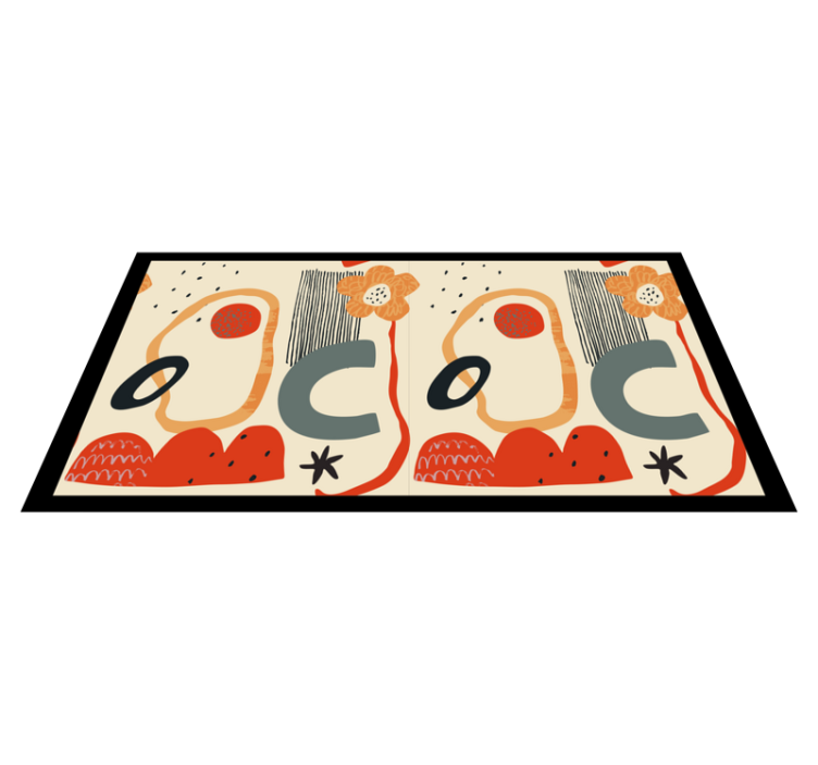 Red and orange collage abstraction modern rug - TenStickers