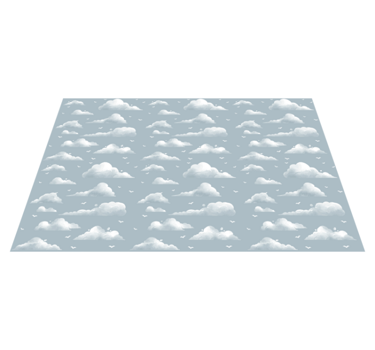 Gray 80's design clouds and birds vintage rug - TenStickers