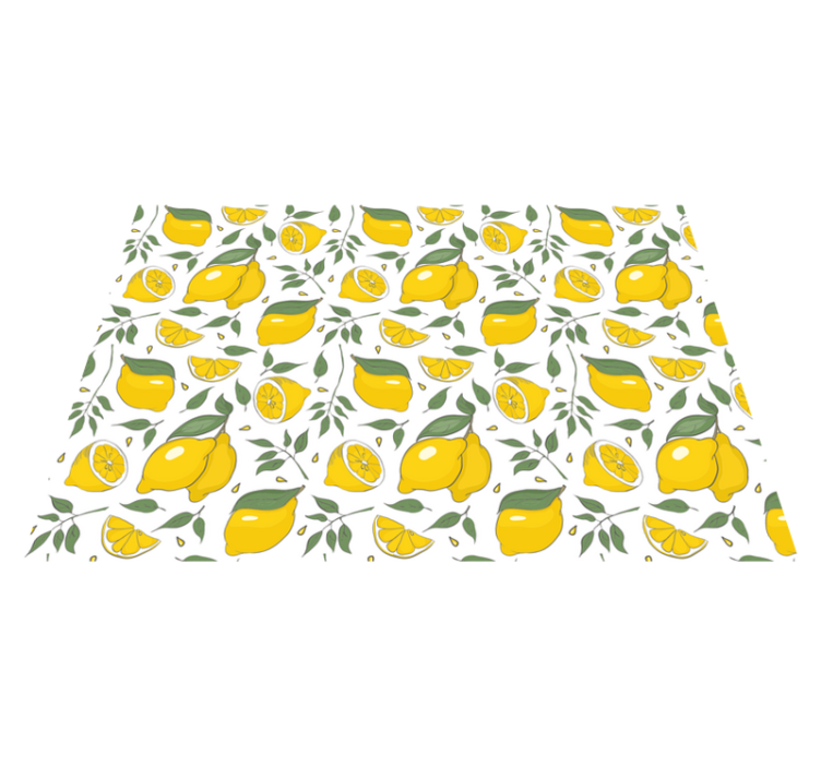 Lemons and flowers tropical kitchen floor tiles - TenStickers