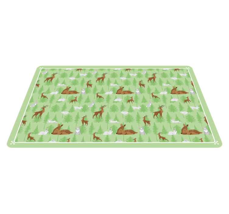Green forest creatures animal vinyl rug - TenStickers