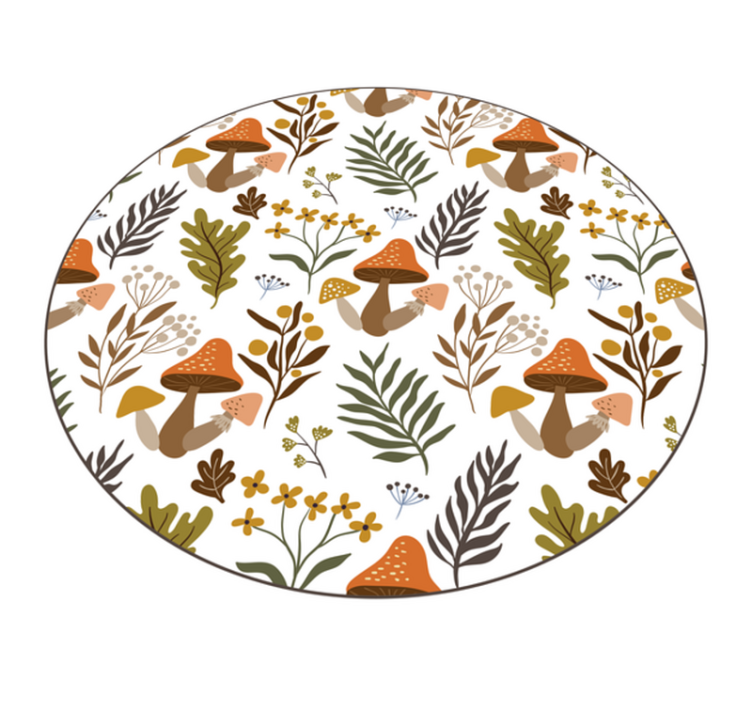 Delightful mushroom motif flower vinyl rug - TenStickers