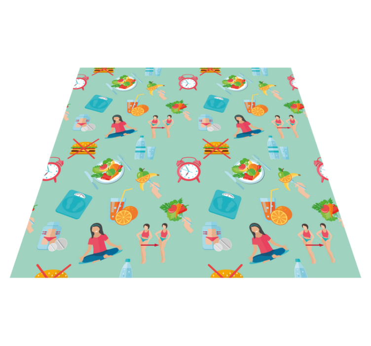 Healthy Lifestyle Icons vinyl rug - TenStickers
