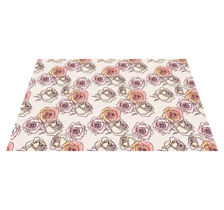 Botanical Rose Motif flower vinyl rug - TenStickers