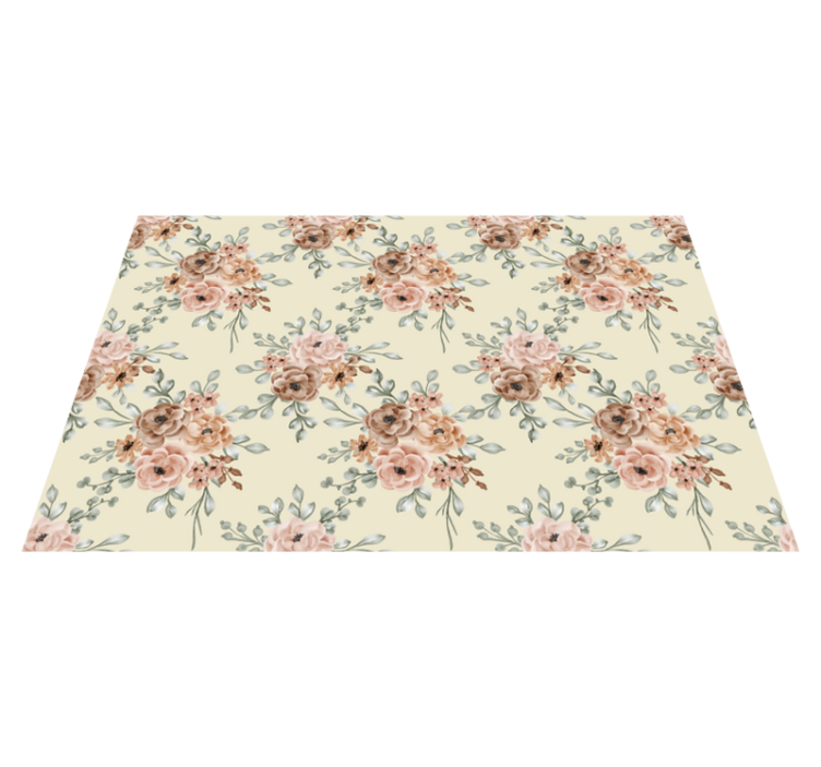 Beige nature flower vinyl rug - TenStickers