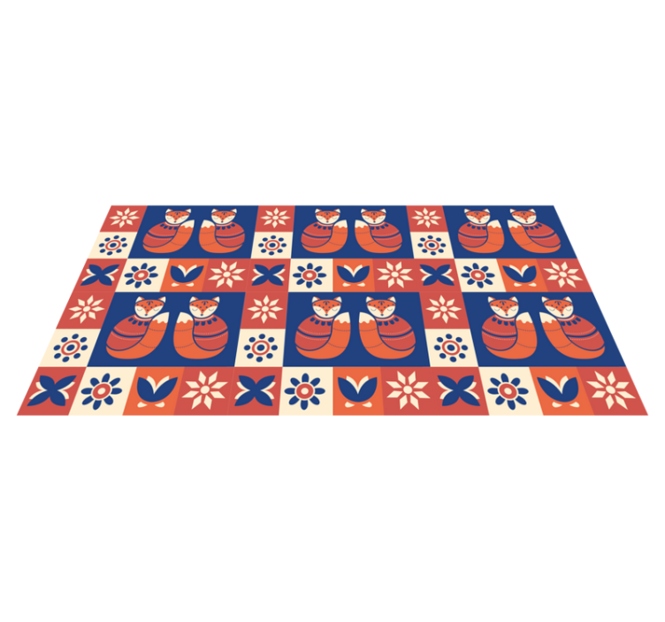 Colourful Fox Patterns vinyl rug - TenStickers