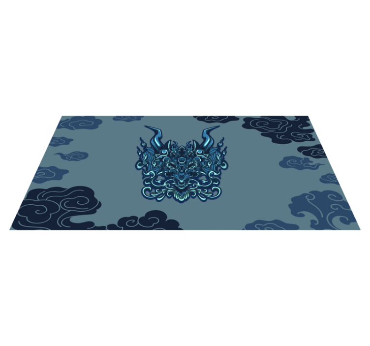 Grey dragon motif ethnic vinyl rug - TenStickers