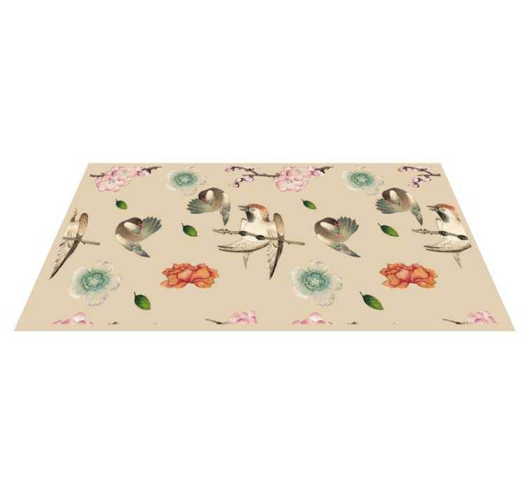 Birds and flowers animal vinyl rug - TenStickers