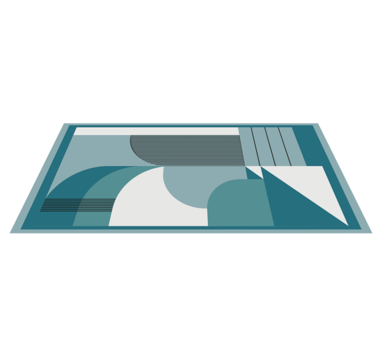 Blue abstract geometric shapes modern vinyl rug - TenStickers