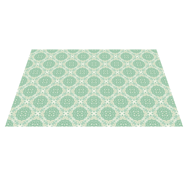 Intricate Green Pattern tile vinyl rug - TenStickers