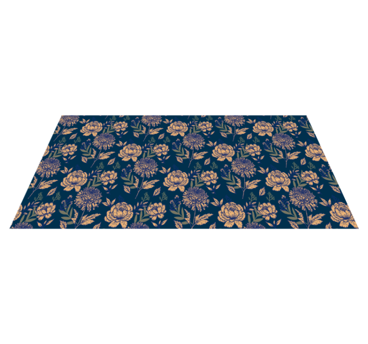 Delicate blue print flower vinyl rug - TenStickers