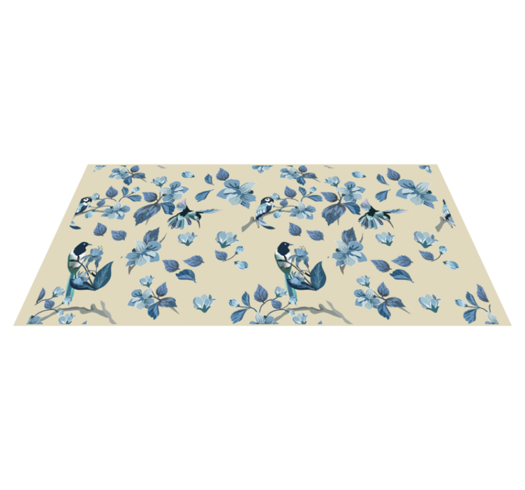 Blue Floral Accents flower vinyl rug - TenStickers