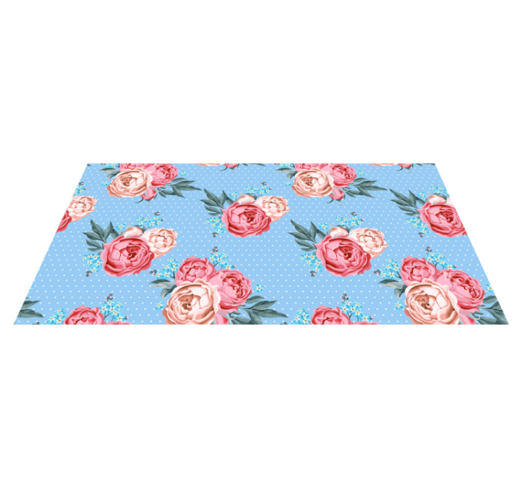 Floral Polka Dot Pattern blue vinyl rug - TenStickers