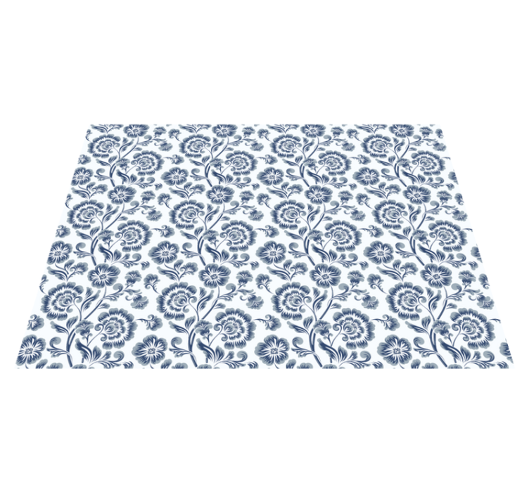 Blue Grandmillenial pattern floral rug - TenStickers