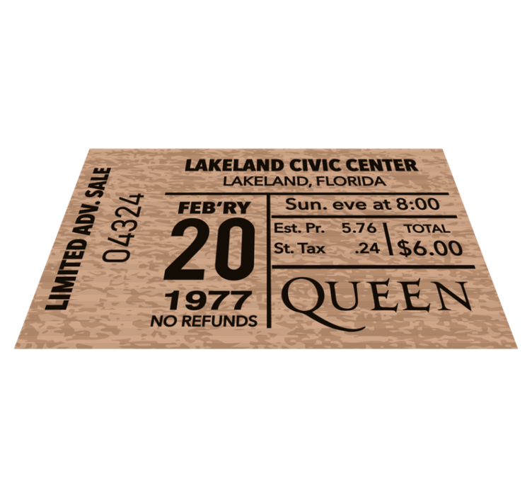 Concert Ticket Replica custom vinyl rug - TenStickers