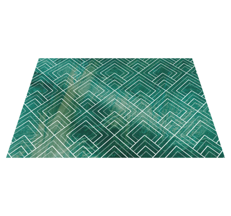 Geometric Green Chevron tile vinyl rug - TenStickers