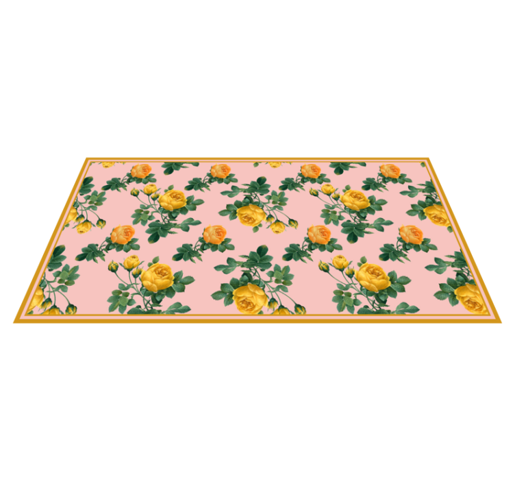 Yellow Rose Botanical floral vinyl rug - TenStickers