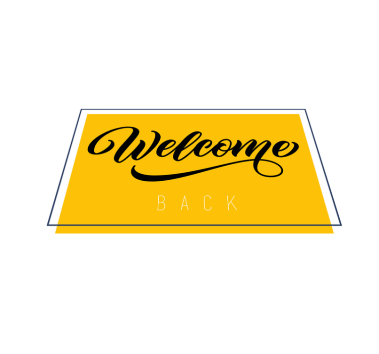 Welcome Back Greeting entrance hall vinyl rug - TenStickers