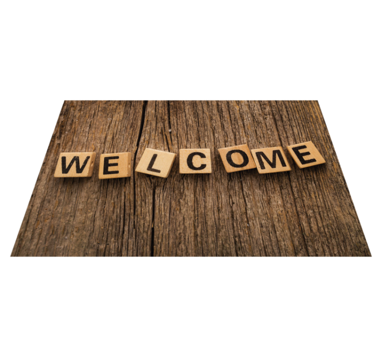 Wooden Alphabet Welcome custom vinyl mat - TenStickers