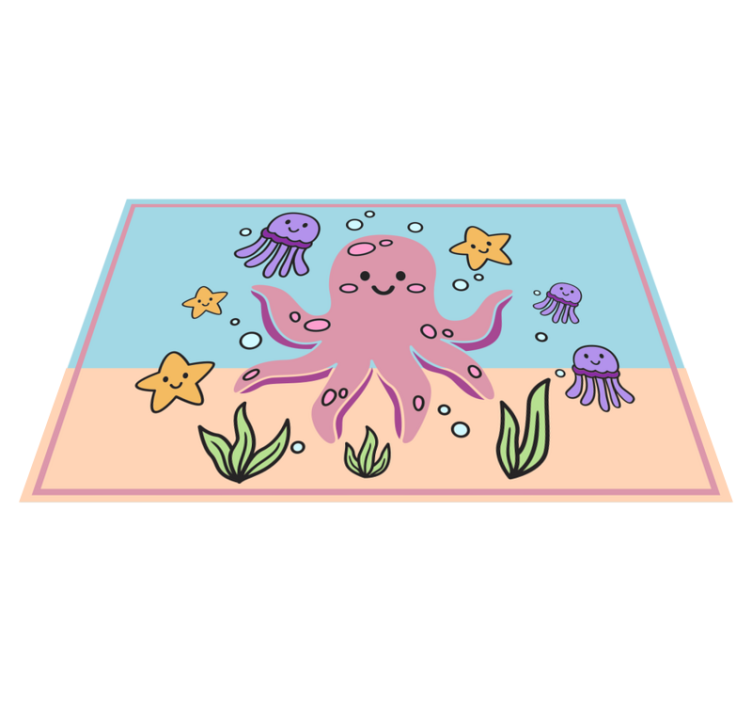 Ocean Friends Illustration playroom vinyl rug - TenStickers
