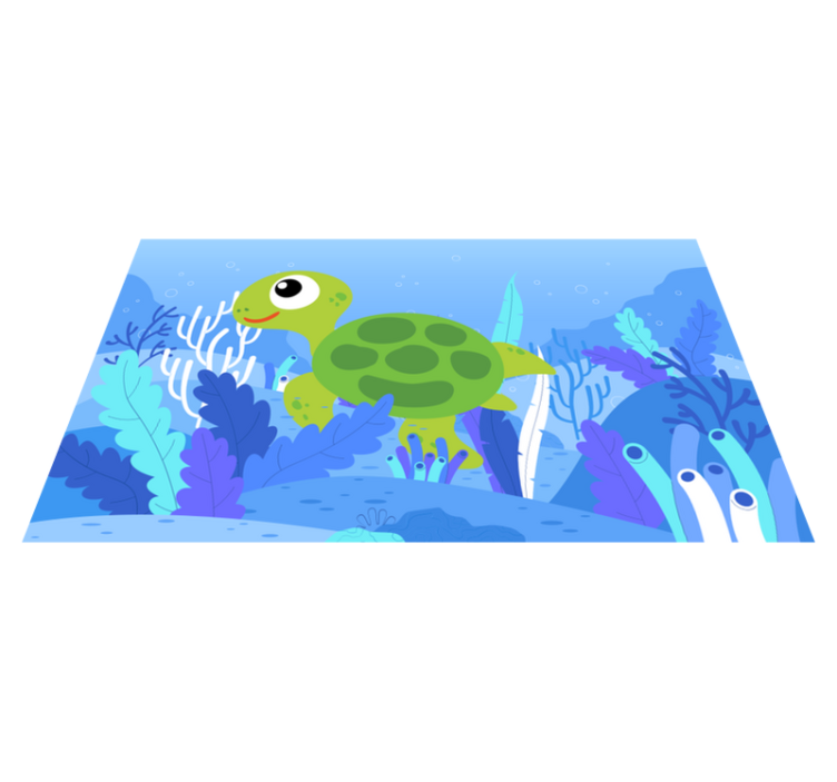 Cheerful Turtle Seascape playroom vinyl rug - TenStickers