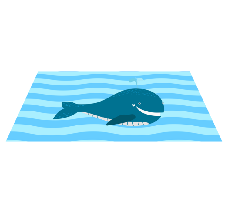 Smiling whale illustration playroom vinyl rug - TenStickers