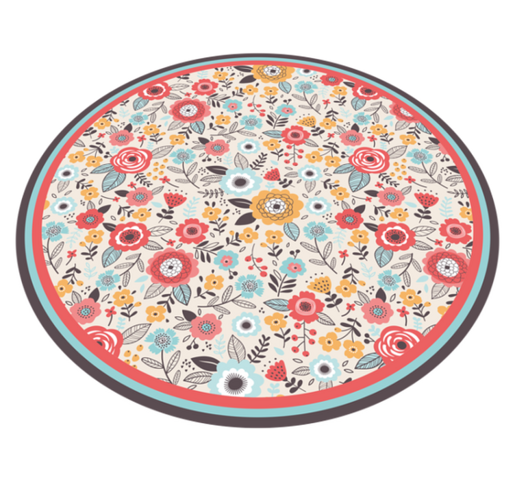 Circular design floral vinyl rug - TenStickers