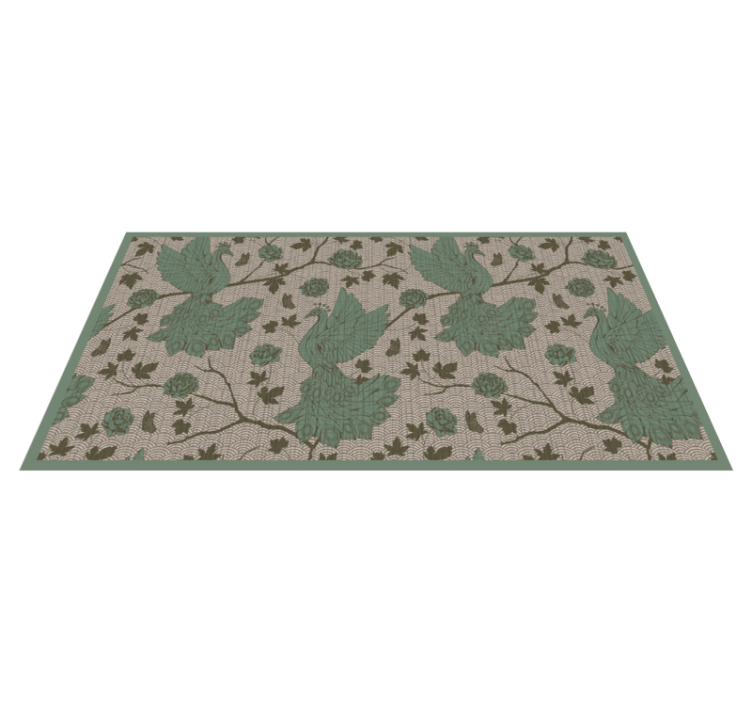 Green Fauna Motif floral vinyl rug - TenStickers