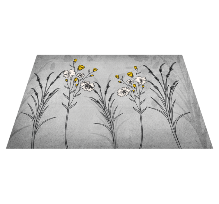 Scandinavian style grey plants nature vinyl rug - TenStickers