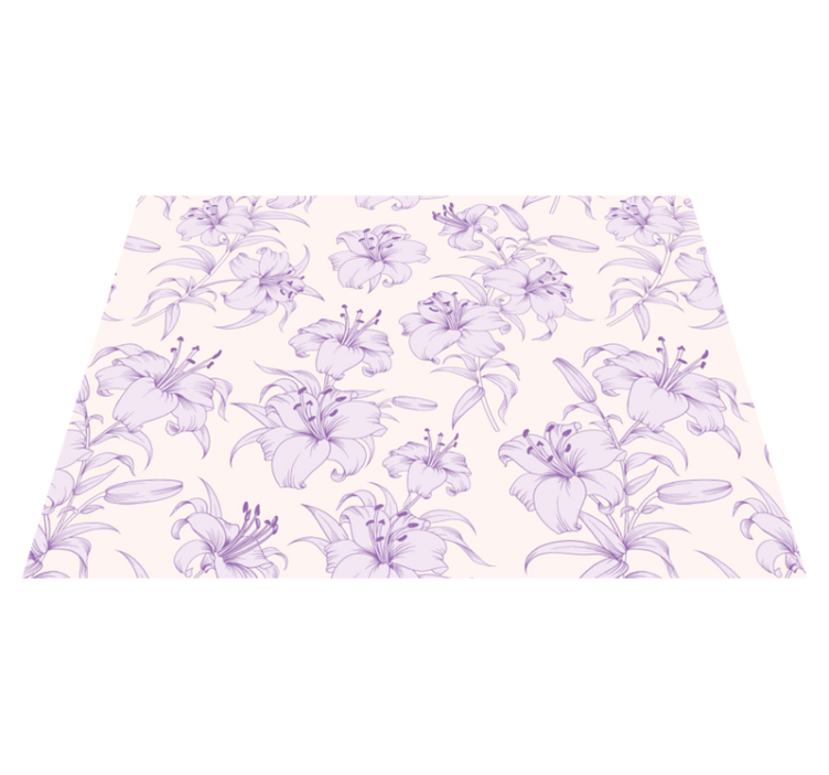 Lilac Floral Pattern flower vinyl rug - TenStickers