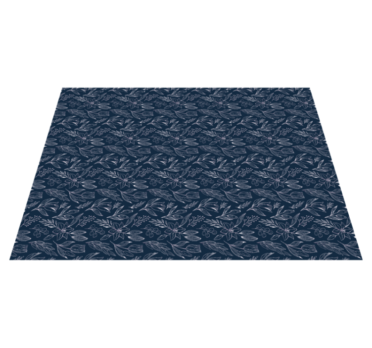 Floral Navy Elegance flower vinyl rug - TenStickers