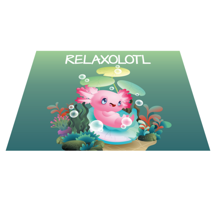 "Relaxolotl" blue pattern kids vinyl rug - TenStickers