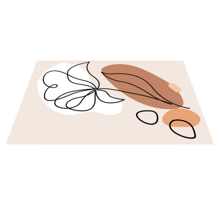 Minimalistic abstract green leaf minimal rug - TenStickers