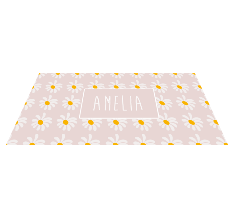 Custom Daisy Pattern personalized vinyl rug - TenStickers