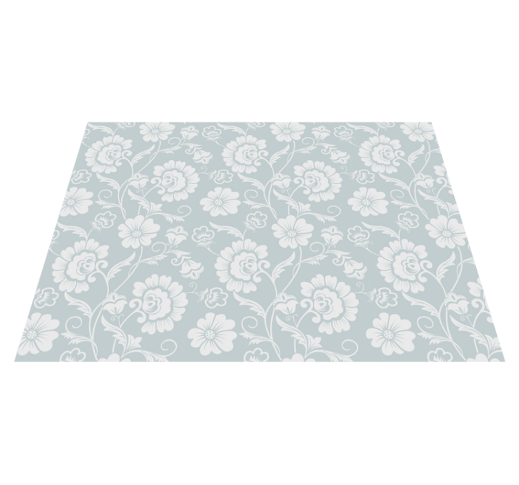 Elegant Floral Pattern gray vinyl rug - TenStickers