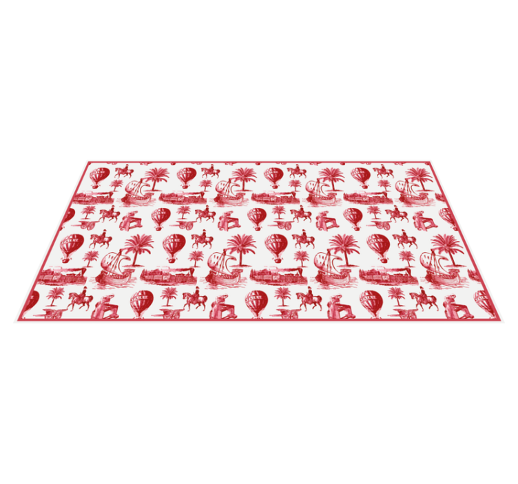 Exotic Red Animal Illustrations vintage vinyl rug - TenStickers