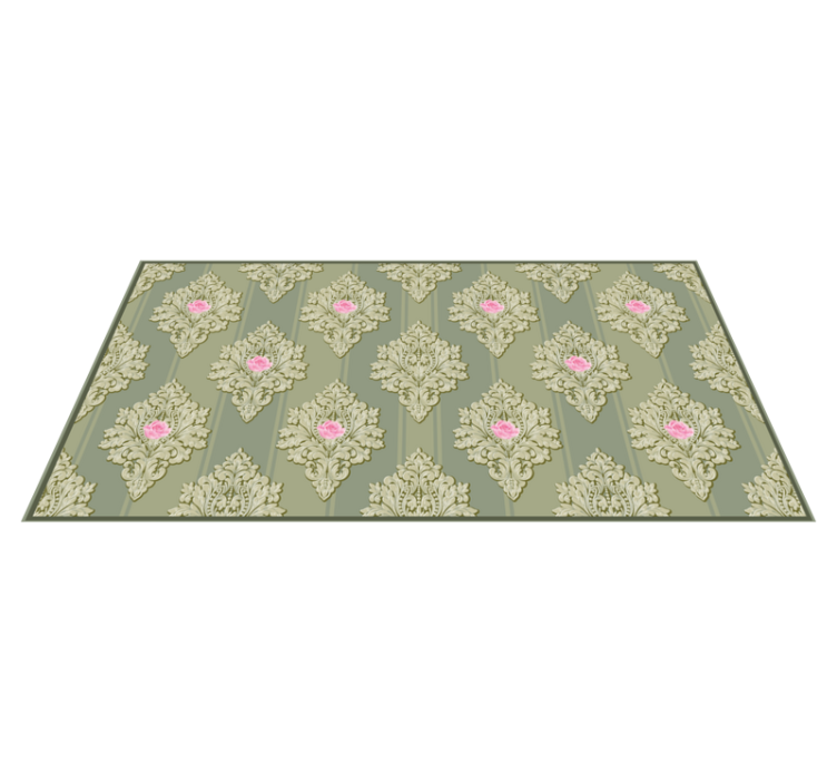 French Green Vintage Pattern vintage rug - TenStickers