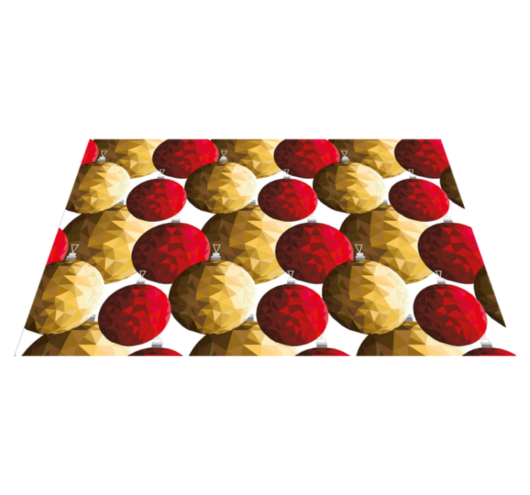 Golden and red polygonal balls Christmas rug - TenStickers