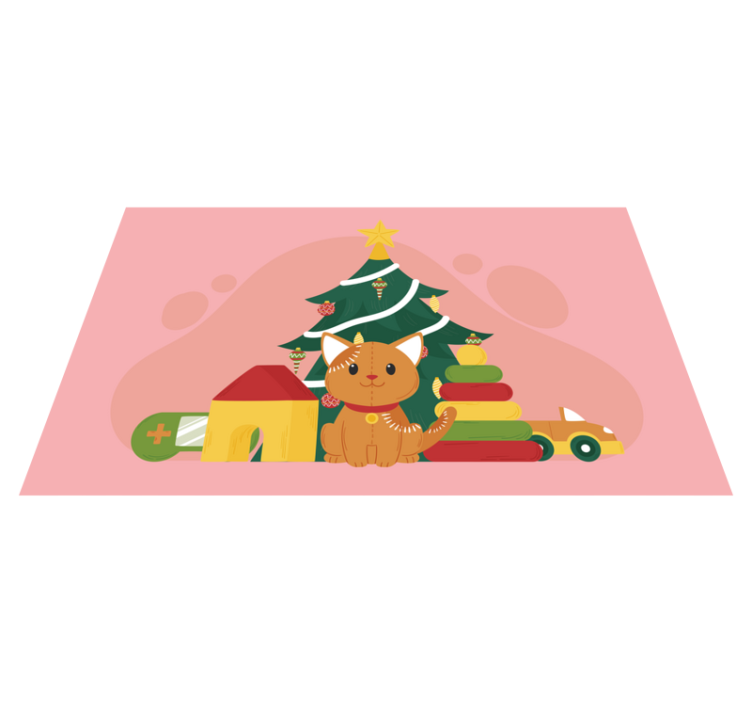 Cat Christmas animal floor carpet - TenStickers