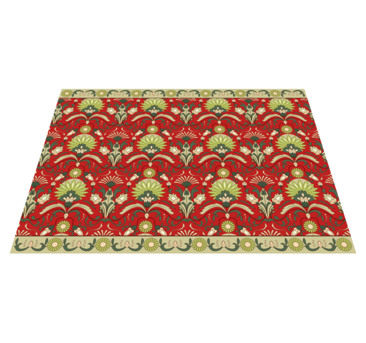 Traditional green deisgn dining room vinyl rug - TenStickers