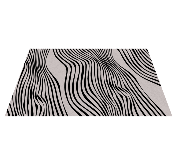 Black abstract lines dining room vinyl rug - TenStickers